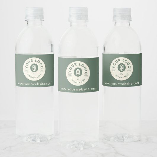  bedrijf Logo Website Sage Green Waterfles Etiket (Flessen)