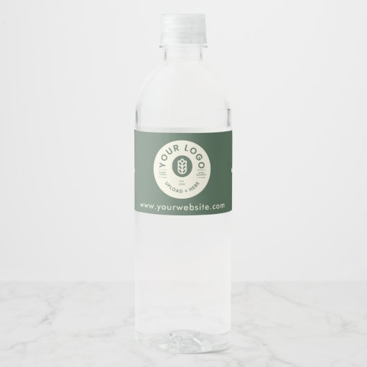  bedrijf Logo Website Sage Green Waterfles Etiket (Voorkant)