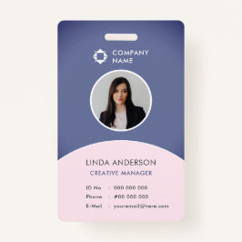Bedrijf Logo werknemer Foto ID blauw en Blush Badge