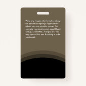 Bedrijf Logo werknemer Foto ID Elegant Brown Black Badge (Achterkant)