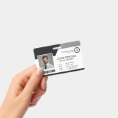 Bedrijf Logo Werknemersnaam Zwart-wit QR-code Badge (Handheld)