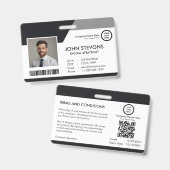 Bedrijf Logo Werknemersnaam Zwart-wit QR-code Badge (Front & Back)