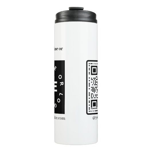 Bedrijf Logo Wit Minimalistische QR Code Thermosbeker (Voorkant)