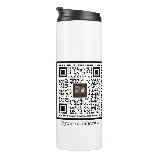 Bedrijf Logo Wit Minimalistische QR Code Thermosbeker (Geroteerd rechts)