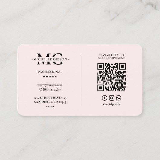 Bedrijf Logo Y Monogram Roze Modern Visitekaartje (Achterkant)