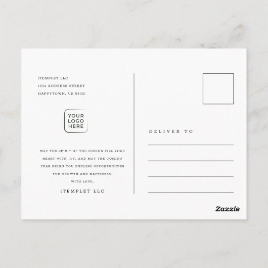 Bedrijf Logo Zakelijke Kerstfoto XMA Briefkaart (Achterkant)