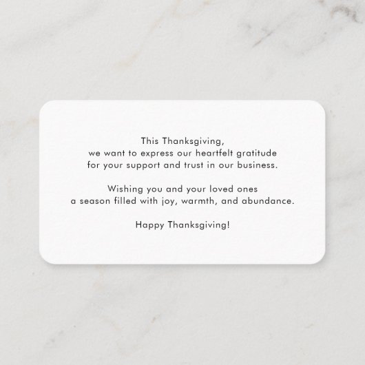 Bedrijf Logo Zakelijke Thanksgiving Kaarten Visitekaartje (Achterkant)