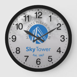Bedrijf Logo Zwart Grijs Marmeren Naam Sky Tower Grote Klok