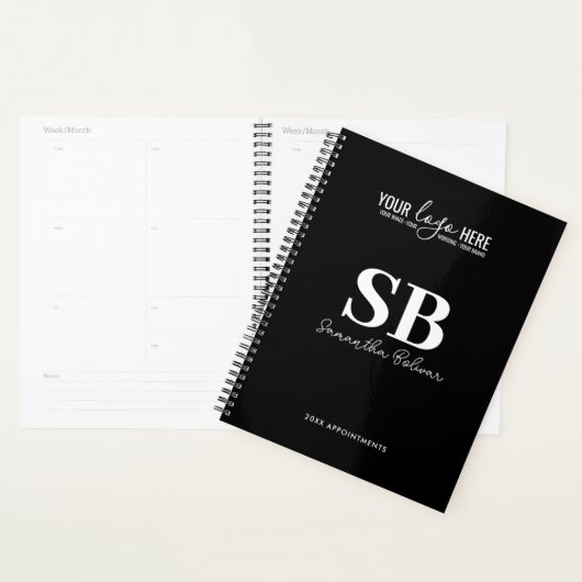 Bedrijf Logo Zwart Wit Monogram 2024 Planner (Display)