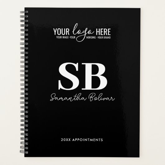 Bedrijf Logo Zwart Wit Monogram 2024 Planner (Voorkant)