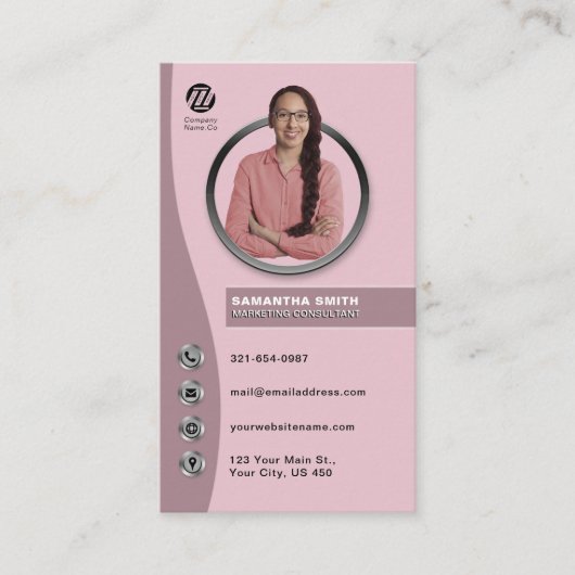 Bedrijf Medewerker Modern Fotoprofiel Professionee Visitekaartje (Voorkant)