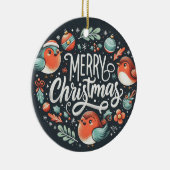 Bedrijf Merry Christmas Robins Favorietentjes Keramisch Ornament (Rechts)