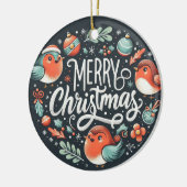 Bedrijf Merry Christmas Robins Favorietentjes Keramisch Ornament (Links)