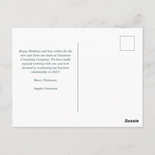 Bedrijf met kerst-Poinsettia Floral Custom Holiday Briefkaart (Achterkant)