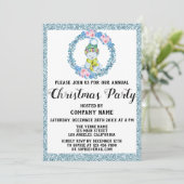 Bedrijf met kerstfeest Light Blue Glitter Wreater Kaart (Staand voorkant)