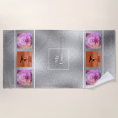 Bedrijf met logo zilveren collage elegant strandlaken (Voorkant)