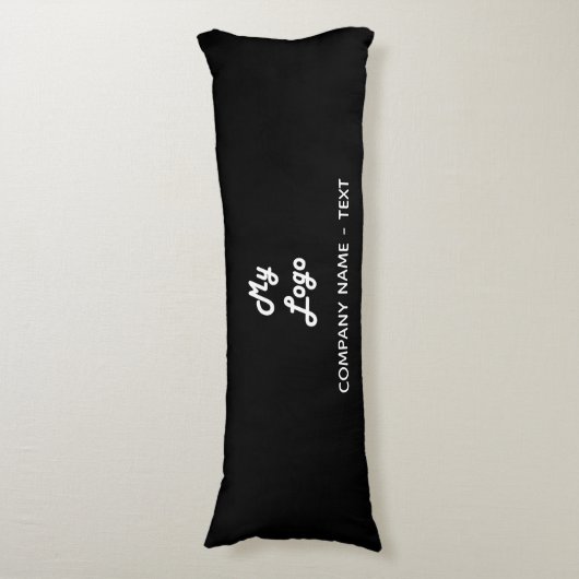 Bedrijf met zwarte witte logo lichaamskussen (Voorkant Verticaal)