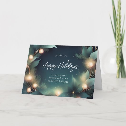 Bedrijf Modern Holiday krans Logo Bedankkaart (Voorkant)