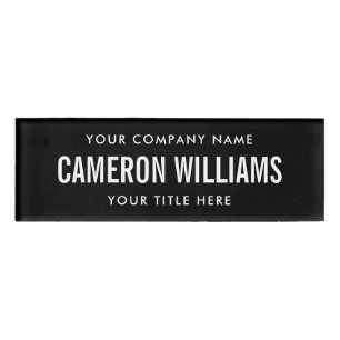 Bedrijf, naam en titel black magnetic name tag