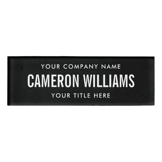 Bedrijf, naam en titel black magnetic name tag (Voorkant)