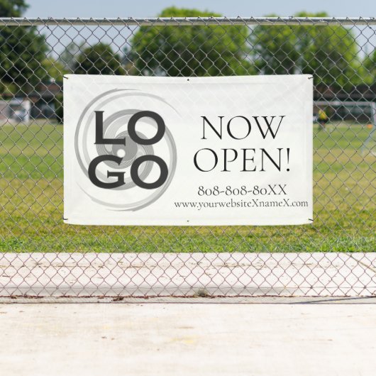 Bedrijf of Aangepaste Logo nu open teken Spandoek (Insitu)