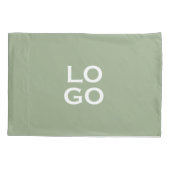 Bedrijf of Bedrijf Aangepaste Logo op Sage Green Kussensloop (Achterkant-Links)