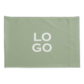 Bedrijf of Bedrijf Aangepaste Logo op Sage Green Kussensloop (Achterkant-Rechts)