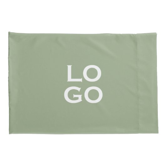 Bedrijf of Bedrijf Aangepaste Logo op Sage Green Kussensloop (Achterkant-Rechts)