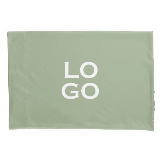 Bedrijf of Bedrijf Aangepaste Logo op Sage Green Kussensloop (Voorkant-Links)