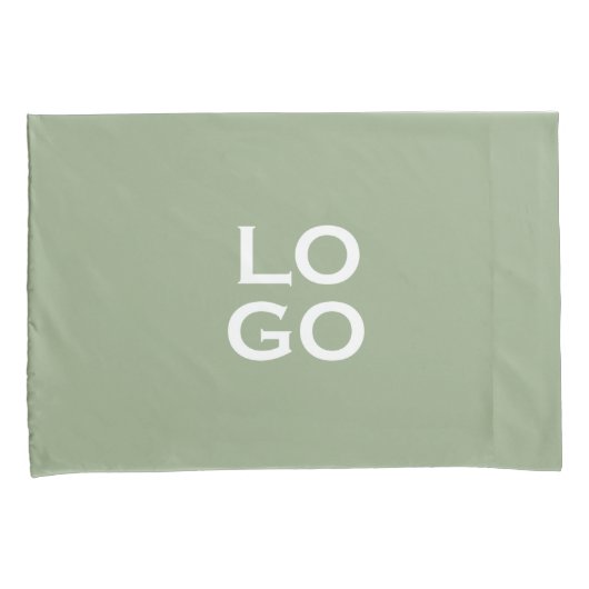 Bedrijf of Bedrijf Aangepaste Logo op Sage Green Kussensloop (Voorkant-Rechts)