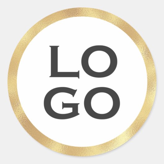 Bedrijf of Business Custom Logo met Gold Lijst Ronde Sticker (Voorkant)