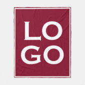 Bedrijf of Business Custom Logo on Burgundy Red Fleece Deken (Voorkant)