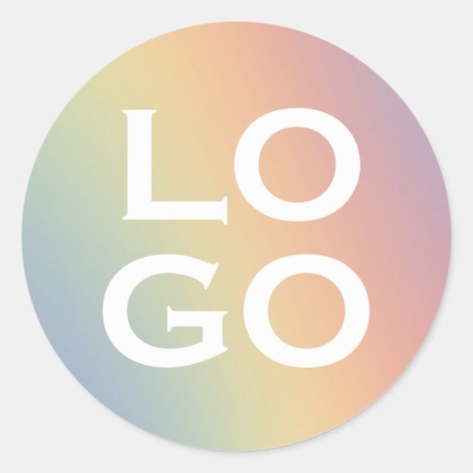 Bedrijf of Business Custom Logo on Rainbow Ronde Sticker (Voorkant)
