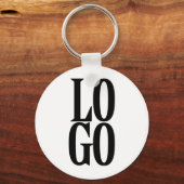 Bedrijf of Business Custom Logo on White Sleutelhanger (Voorkant)