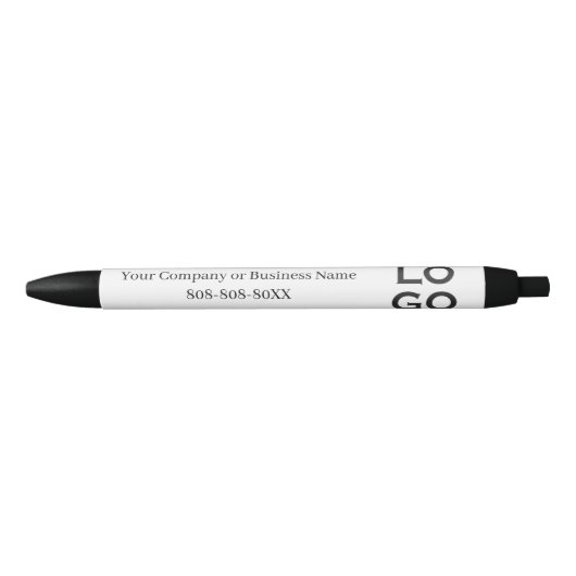 Bedrijf of Business Custom Logo on White Zwarte Inkt Pen (Voorkant)
