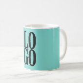 Bedrijf of Business Custom Logo op Blauwgroen Koffiemok (Voorkant rechts)