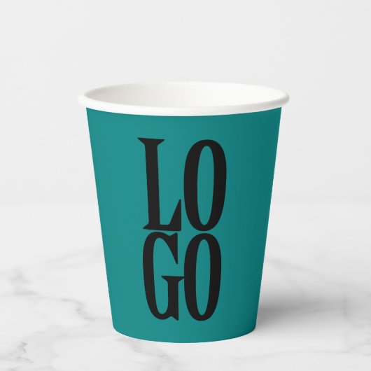 Bedrijf of Business Custom Logo op Blauwgroen Papieren Bekers (Voorkant)