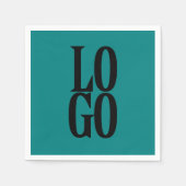 Bedrijf of Business Custom Logo op Blauwgroen Servet (Voorkant)