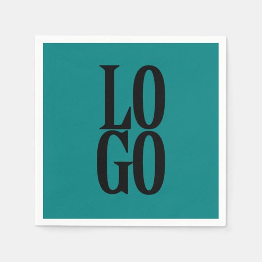 Bedrijf of Business Custom Logo op Blauwgroen Servet (Voorkant)
