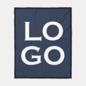 Bedrijf of Business Custom Logo op Navy Blue Fleece Deken (Voorkant)