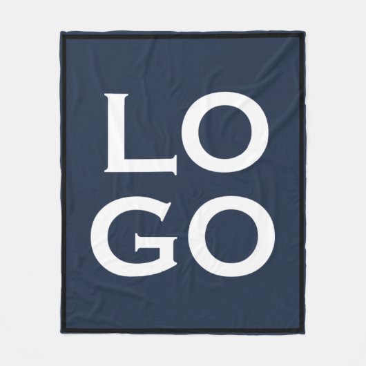 Bedrijf of Business Custom Logo op Navy Blue Fleece Deken (Voorkant)