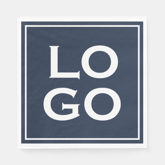 Bedrijf of Business Custom Logo op Navy Blue Servet (Voorkant)
