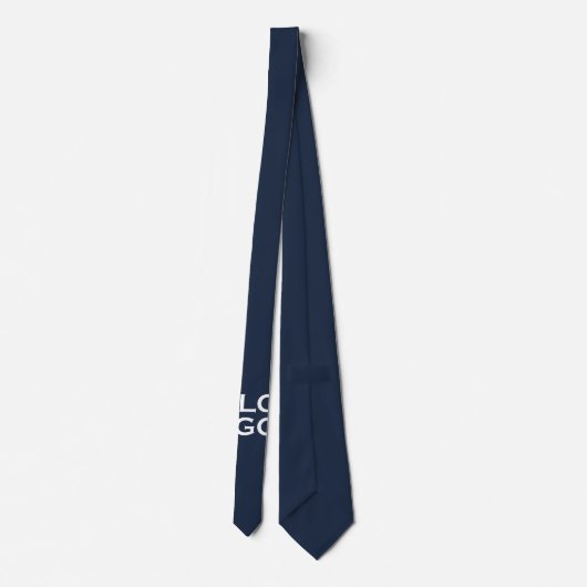 Bedrijf of Business Custom Logo op Navy Blue Stropdas (Achterkant)