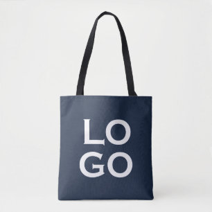 Bedrijf of Business Custom Logo op Navy Blue Tote Bag