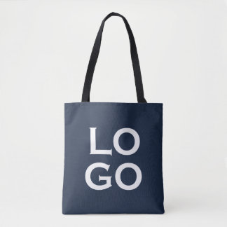 Bedrijf of Business Custom Logo op Navy Blue Tote Bag