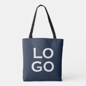 Bedrijf of Business Custom Logo op Navy Blue Tote Bag (Achterkant)