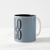 Bedrijf of Business Custom Logo op robuust blauw Tweekleurige Koffiemok (Voorkant rechts)