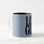 Bedrijf of Business Custom Logo op robuust blauw Tweekleurige Koffiemok (Voorkant links)