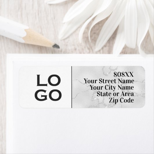 Bedrijf of Business Custom Logo op witte marmer Etiket (Insitu)