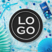 Bedrijf of Business Custom Logo op zwart Papieren Bordje (Feest)